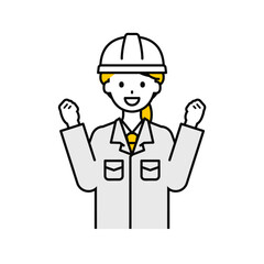 上半身のポーズ_シンプルな作業員の女性06