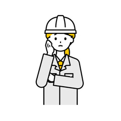 上半身のポーズ_シンプルな作業員の女性12