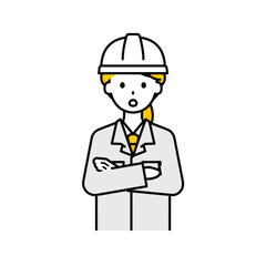 上半身のポーズ_シンプルな作業員の女性11