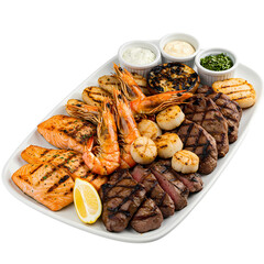 Seafood & Steak Platter on Transparent  background