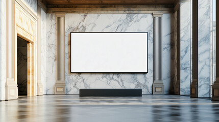Horizontal blank billboard, mock up, frame for painting. Elegant interior design