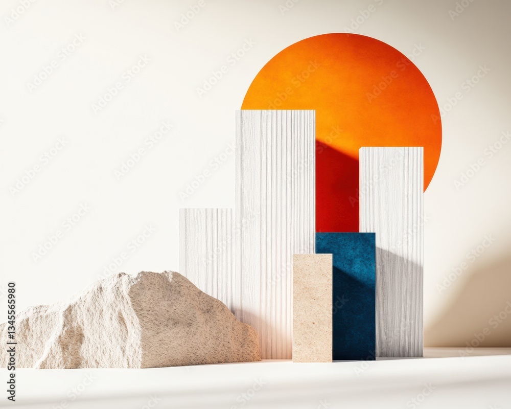 Leinwandbilder minimalist brand architecture geometric abstract design with bold chromatic layers representing stra