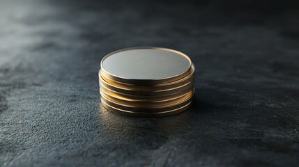 Stacked Golden Coins on Dark Surface Symbolize Wealth and Investment