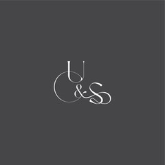 initial with line US monogram wedding logo concept letter luxury curvy style