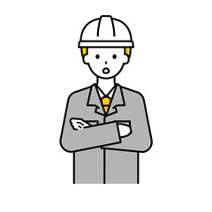 上半身のポーズ_シンプルな作業員の男性11