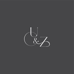 initial with line UZ monogram wedding logo concept letter luxury curvy style