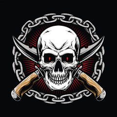 Fototapeta premium skull and dagger with chain logo