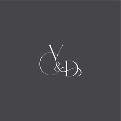 initial with line VD monogram wedding logo concept letter luxury curvy style