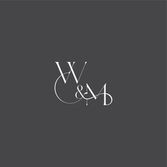 initial with line WM monogram wedding logo concept letter luxury curvy style
