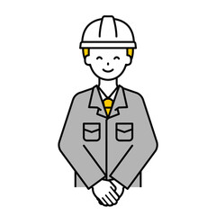 上半身のポーズ_シンプルな作業員の男性19