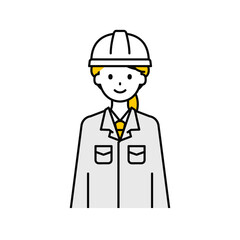 上半身のポーズ_シンプルな作業員の女性01