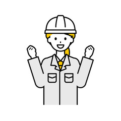 上半身のポーズ_シンプルな作業員の女性06