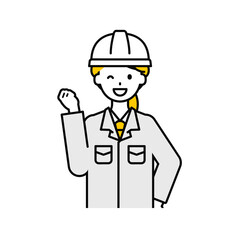 上半身のポーズ_シンプルな作業員の女性05