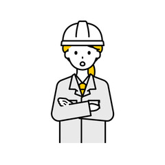 上半身のポーズ_シンプルな作業員の女性11