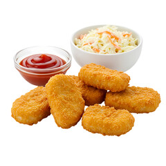 Crispy Chicken Nuggets with Dips on Transparent  background