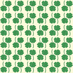 Lucky Four-Leaf Clover Pattern Vector - Natural, Seamless Design for St. Patrick's Day and Botanical Themes