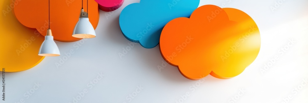 Aufkleber Cloud Computing Minimalist Design Vibrant Abstract Tech Visualization Exploring Digital Transformation and Innovative Workspace Connectivity