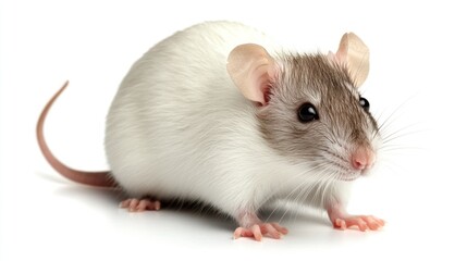 Domestic rat against white background