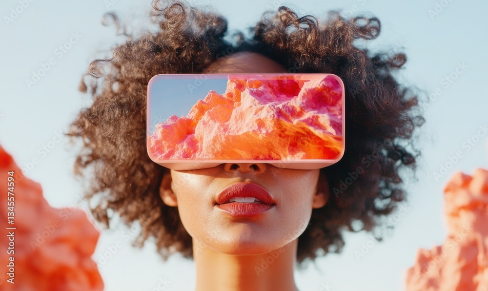 Leinwandbilder immersive digital experiences gen z creative exploring mixed reality with vibrant holographic ui - e