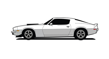 Fototapeta premium Classic white sports car in profile view showcasing sleek design and shiny wheels