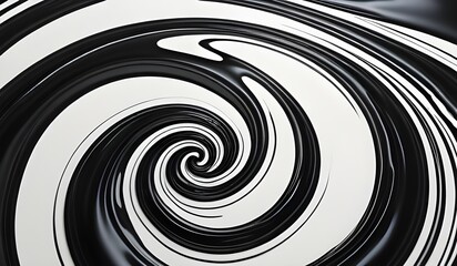 Obraz premium A black and white spiral twirl creates an illusion of a 3D vortex