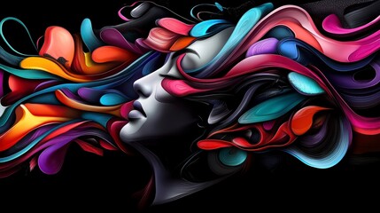 abstract art piece with vibrant and striking colors. The artwork should explore dynamic shapes, textures, and patterns, creating an energetic and visually captivating composition