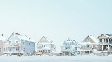 Damaged beachside houses after a hurricane