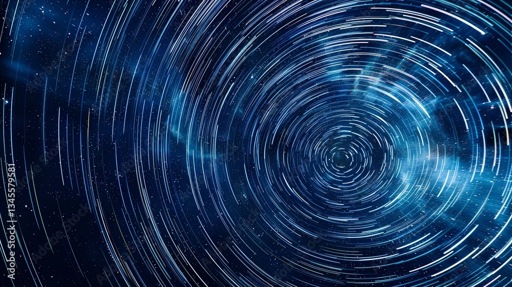 Aufkleber star trails capture dynamic movement in the night sky over a remote location, revealing the beauty o