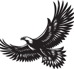 Majestic Soaring Eagle - Black and White Vector Illustration