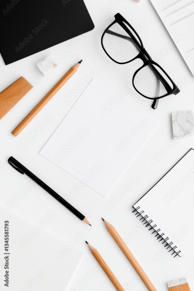 Poster Minimalist Workspace Essentials Modern Productivity Design with Scandinavian-Inspired Monochrome Aesthetic for Creative Professionals and Digital Entrepreneurs