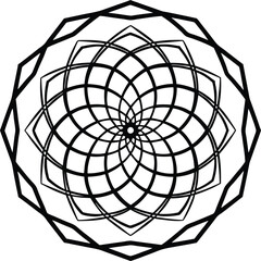 Obraz premium Black and White Mandala Silhouette, Vector Art, Generative AI Designs