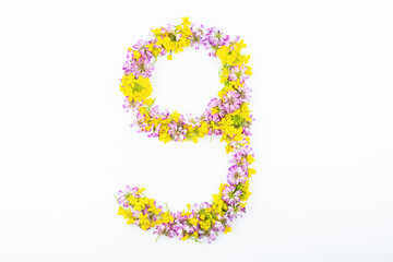 Letter g made of flowers on white background