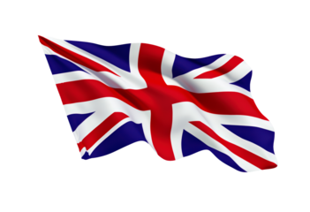 UK flag waving isolated on transparent background