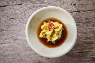 Dumpling dim sum and sauce Chinese food