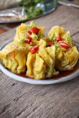 Dumpling dim sum and sauce Chinese food