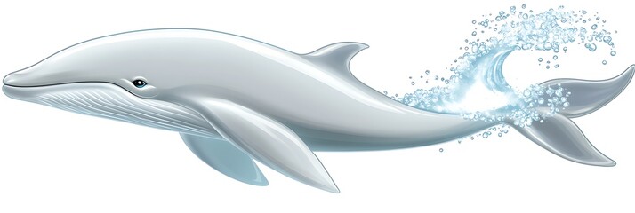 Fototapeta premium Dolphin leaping in white water; illustration for use in oceanographic design