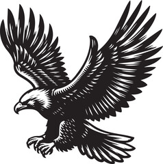 Obraz premium Majestic Soaring Eagle - Black and White Vector Illustration