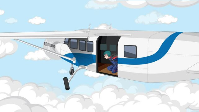 Animated Skydiving Adventure from Plane to Parachute