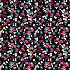 small flower seamless pattern on black background