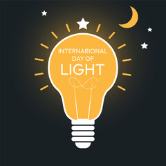 Fototapeta premium International day of light with stars and moon design on dark background poster design.
