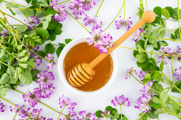 Springtime Milk Vetch Flowers and Milk Vetch Honey