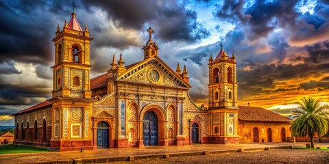 Fototapeta premium Bolivian Jesuit Mission Church San Jose Chiquitos Baroque Architecture Colonial South America Photography