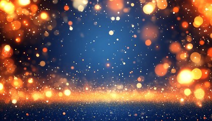 Obraz premium Golden Sparkles on Blue Background.