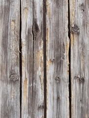 Naklejka premium Close-up of weathered wooden planks with varying textures and colors, showcasing natural aging