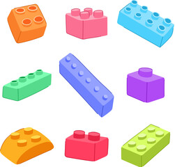 building blocks set cartoon vector illustration