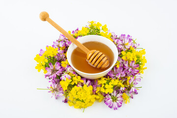 Spring flowers and flower honey