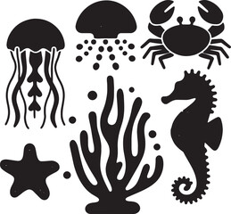 Bioluminescent sea life silhouette vector design