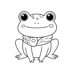 Frog drawing illustration for coloring book