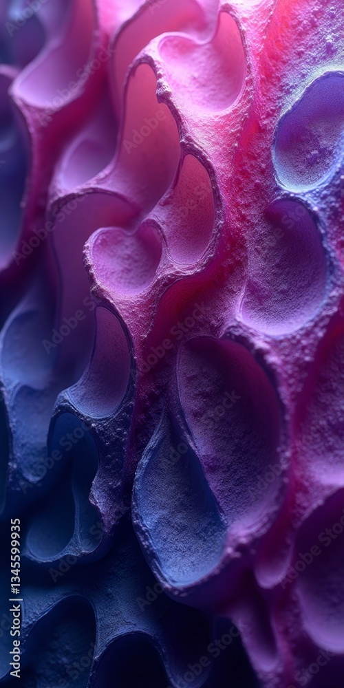 Fototapete a 3d rendering of a colorful, organic structure with a wavy surface
