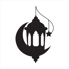 Black Islamic Lantern Silhouette Illustration
